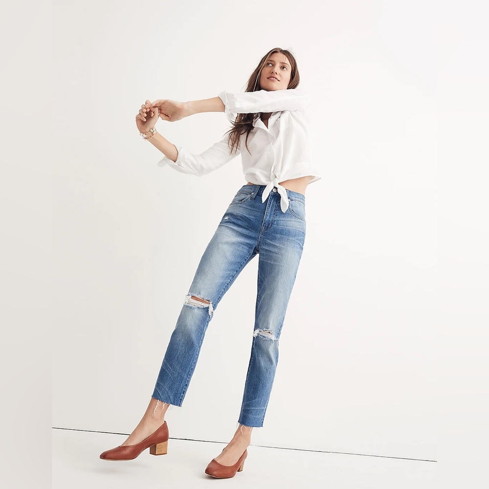 The High-Rise Slim Crop Boyjean: Knee-Rip Edition